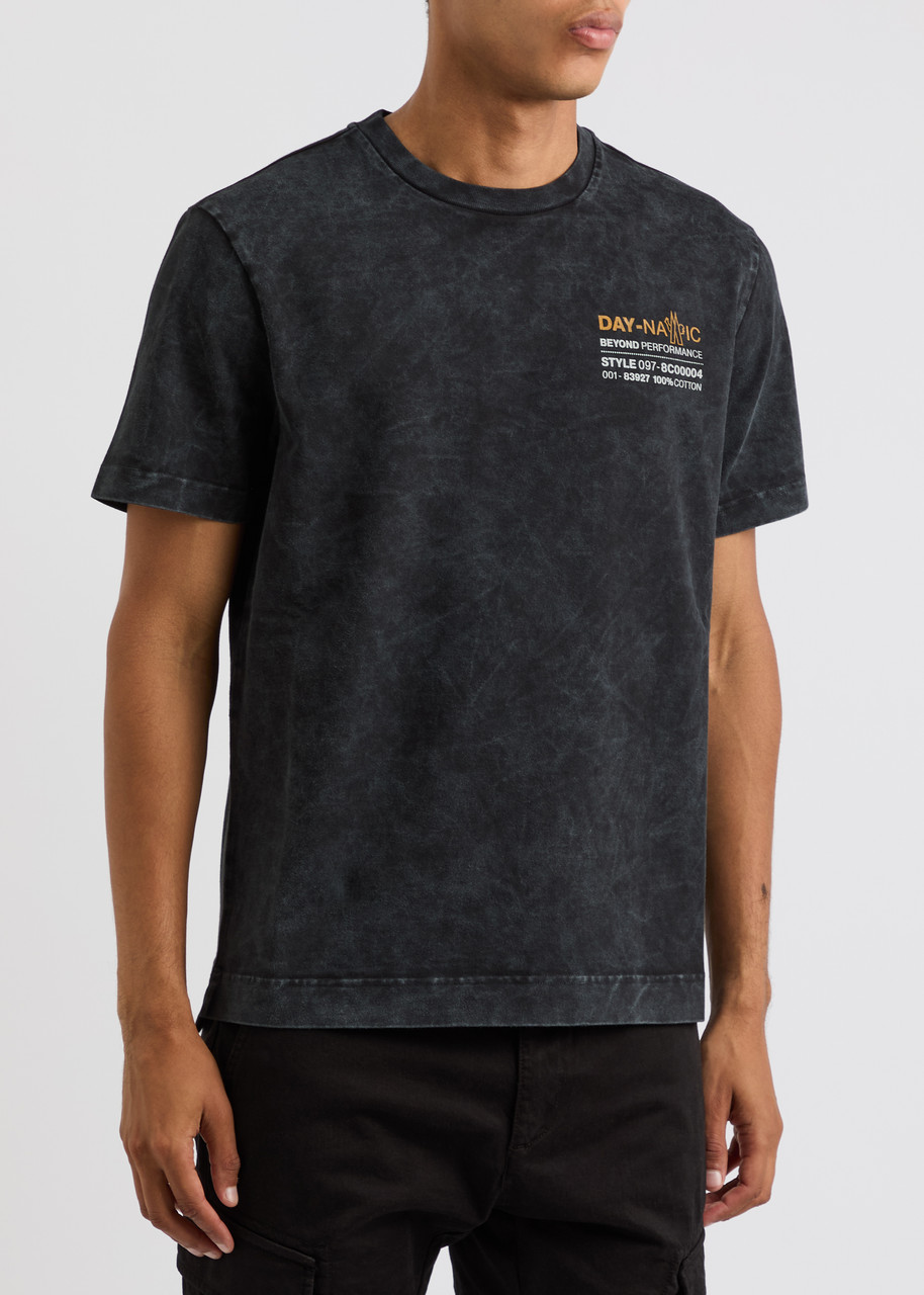 Moncler Grenoble Printed Faded Cotton T-shirt In Black