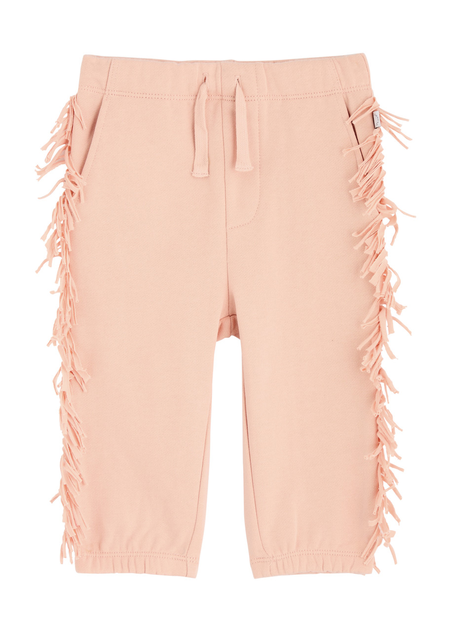 Stella Mccartney Kids Fringe-trimmed Cotton Sweatpants In Pink