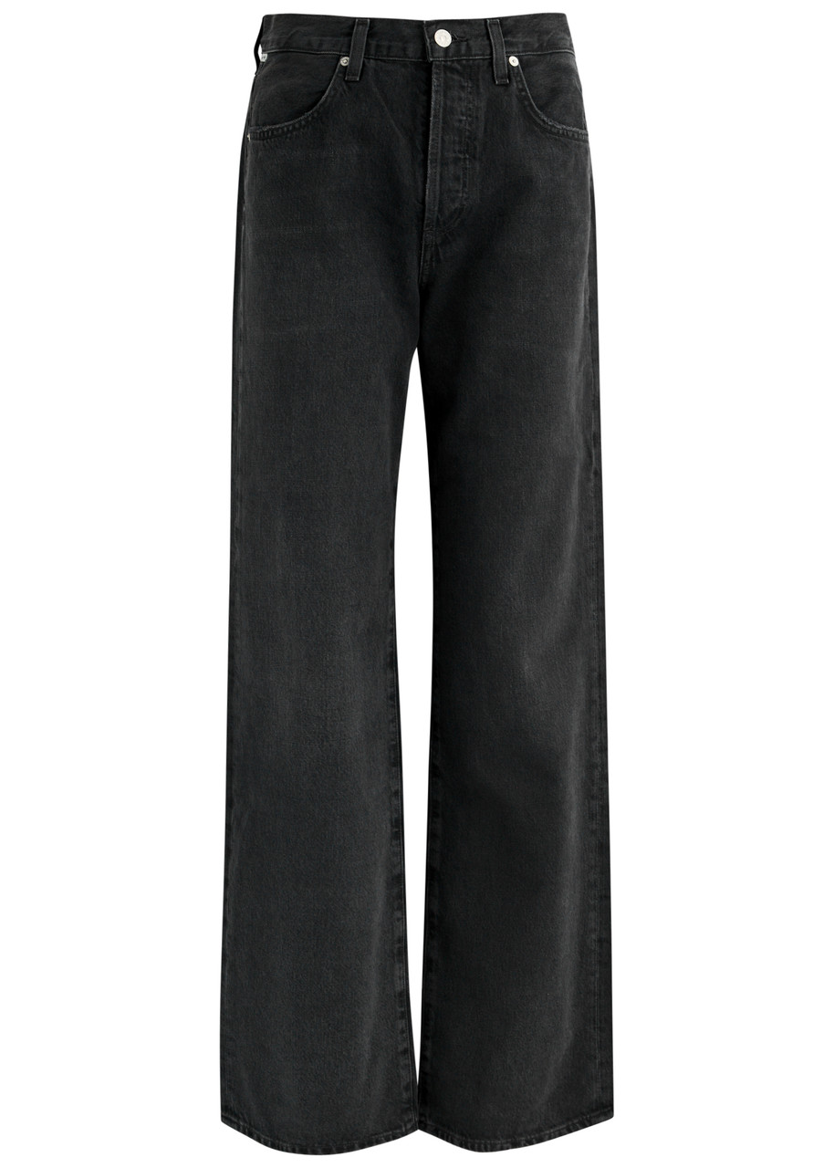 Citizen Of Humanity Womens Devine (washed Blk) Paloma Wide-leg Mid-rise Stretch-denim Jeans In Black
