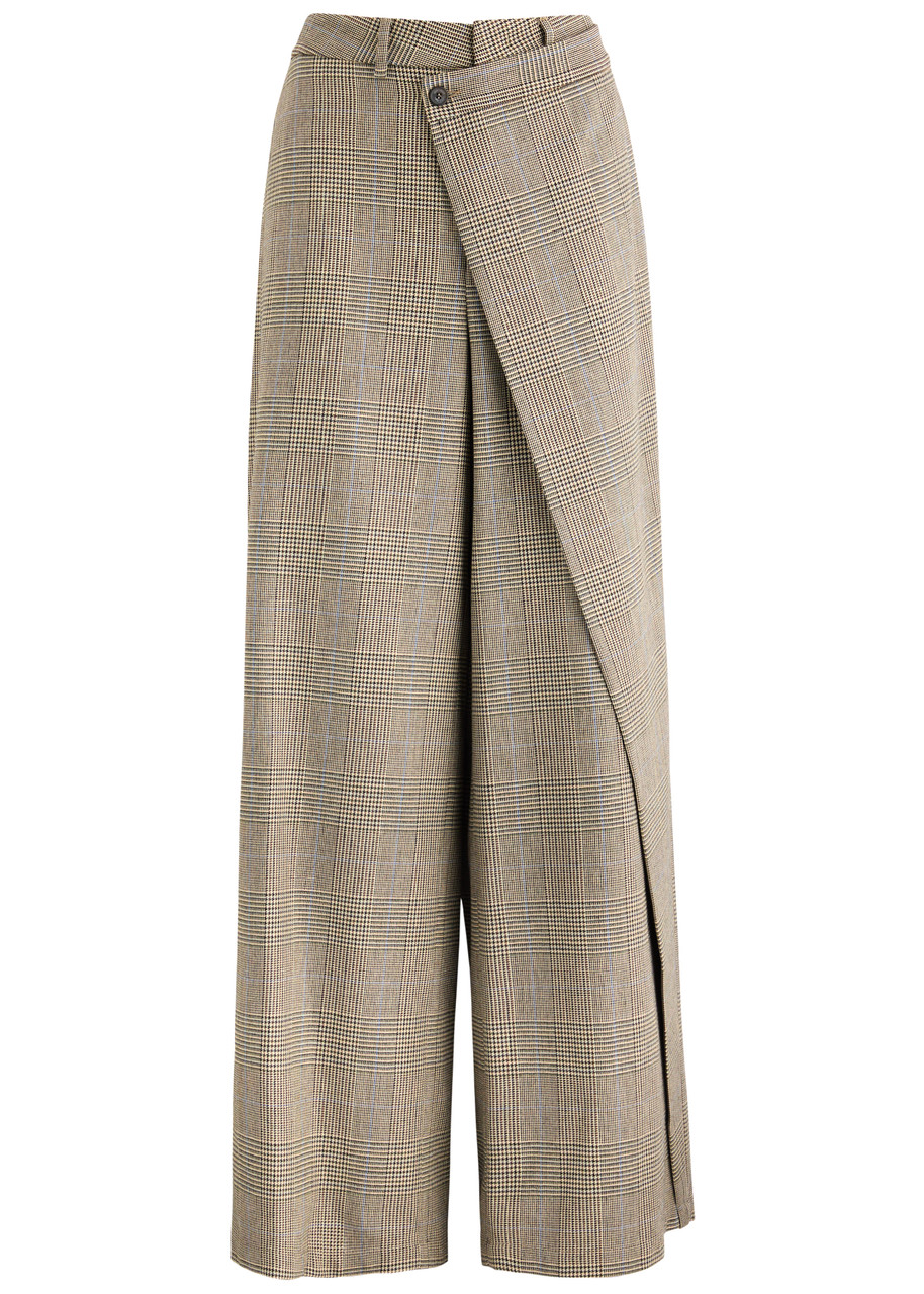 Giuseppe DI Morabito Checked Asymmetric Layered Trousers - Brown - IT44 (UK12 / M)