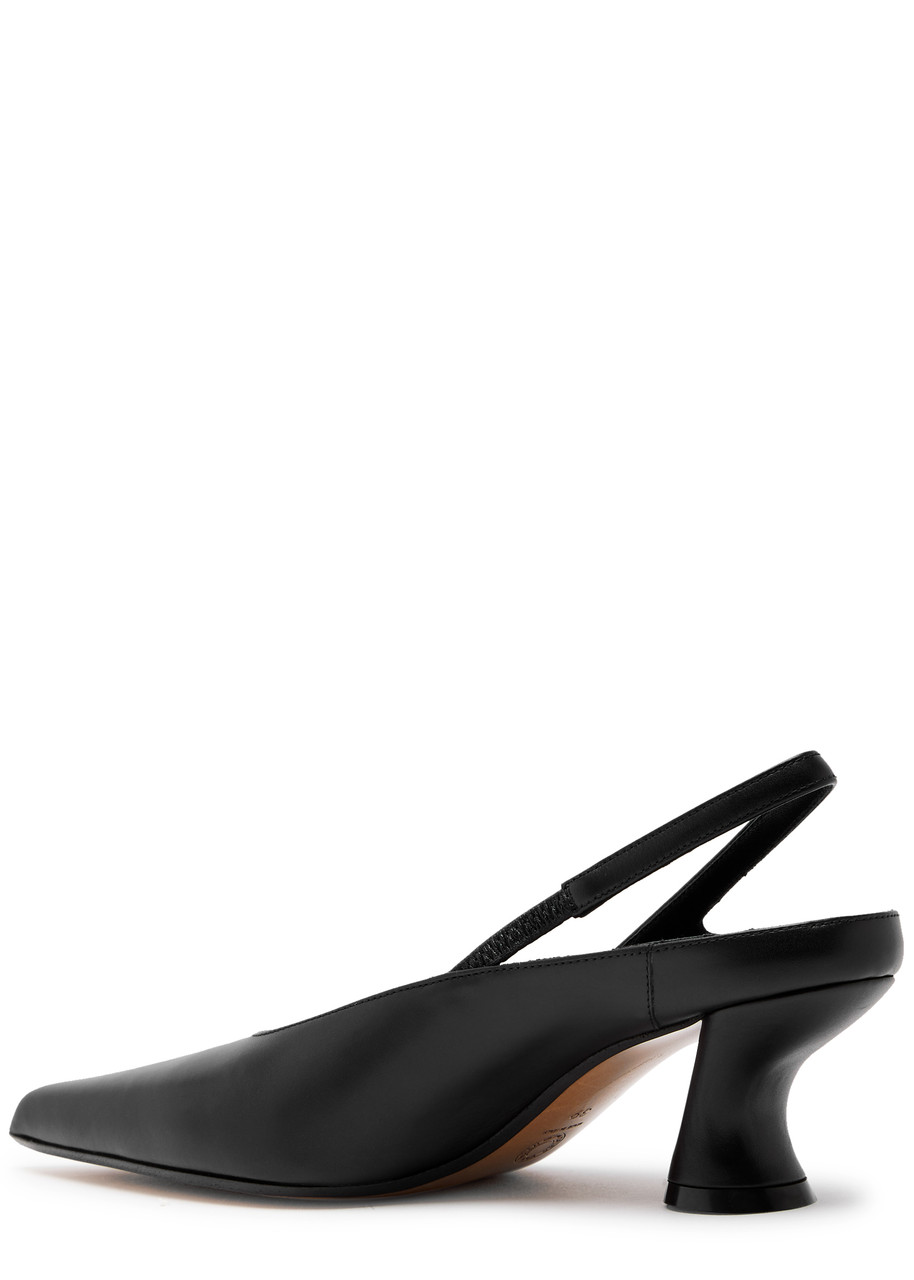  Dries Van Noten 65 Leather Slingback Pumps - Black 