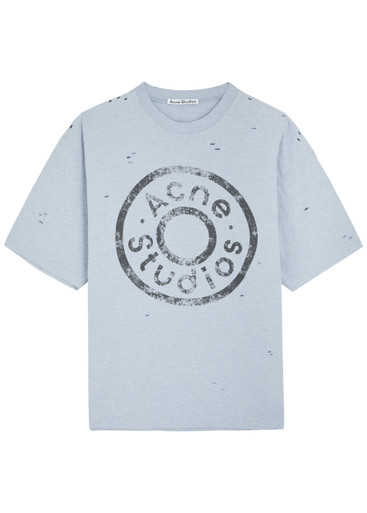 ACNE STUDIOS Logo distressed cotton-blend T-shirt | Harvey Nichols