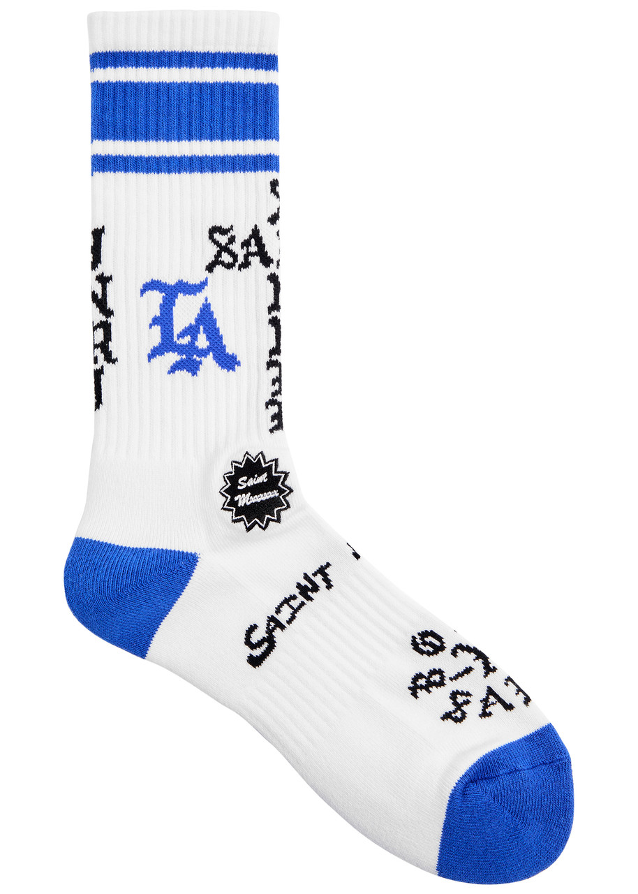 Saint Mxxxxxx Stripe-detailing Cotton Socks In White