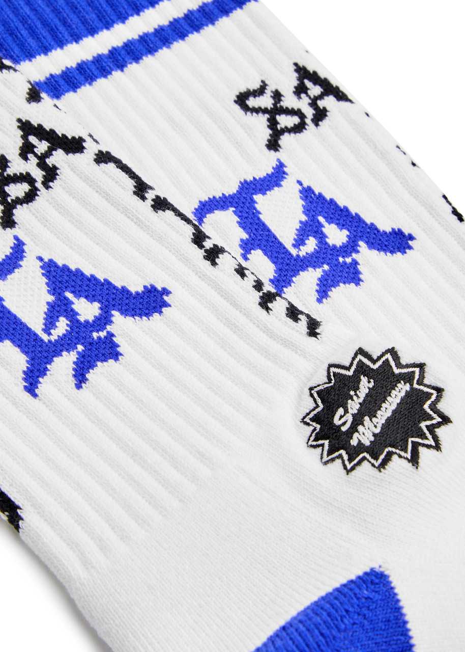 Saint Mxxxxxx Stripe-detailing Cotton Socks In White