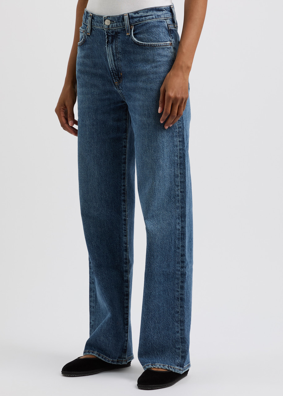 Agolde Valen Straight Leg Jeans With Faded Wash In Indigo