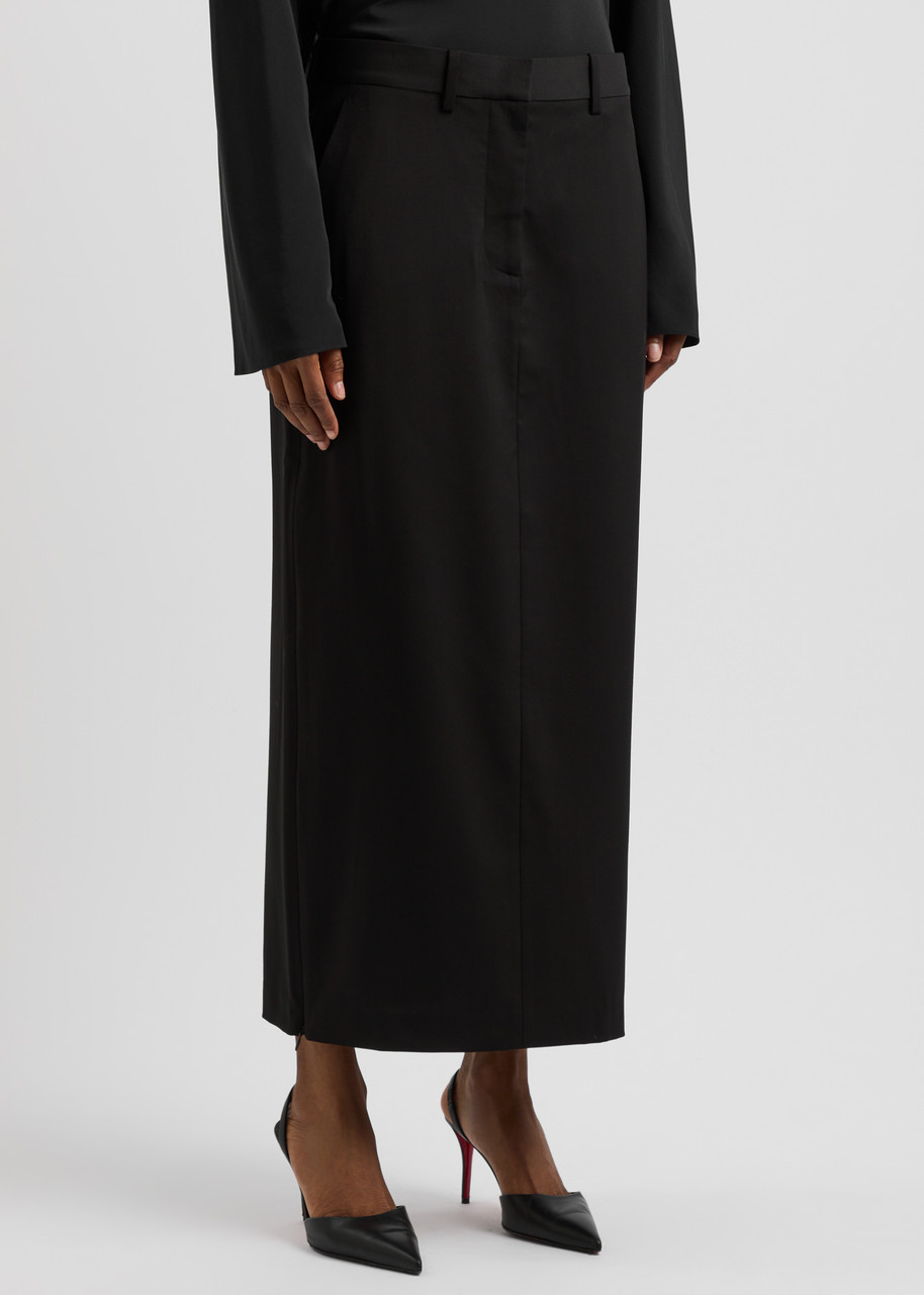 Helmut Lang Wool Maxi Skirt In Black