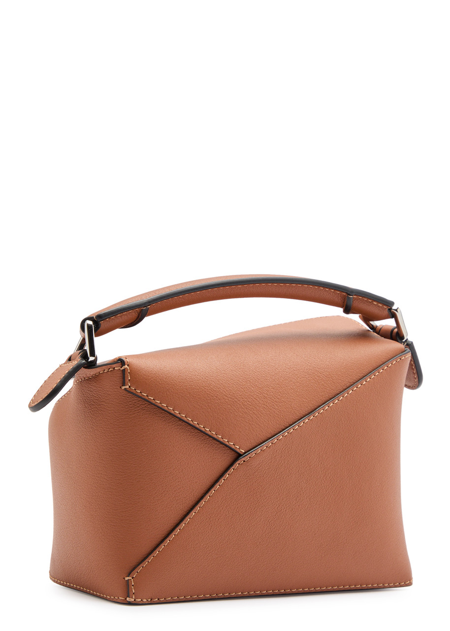Loewe Puzzle Edge Mini Textured-leather Shoulder Bag In Tan