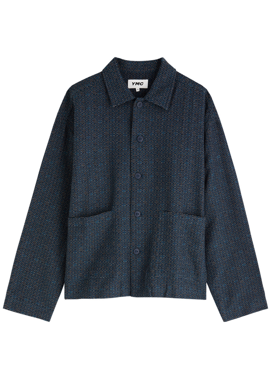 Ymc You Must Create Ymc Pj Patterned Cotton-blend Overshirt In Blue