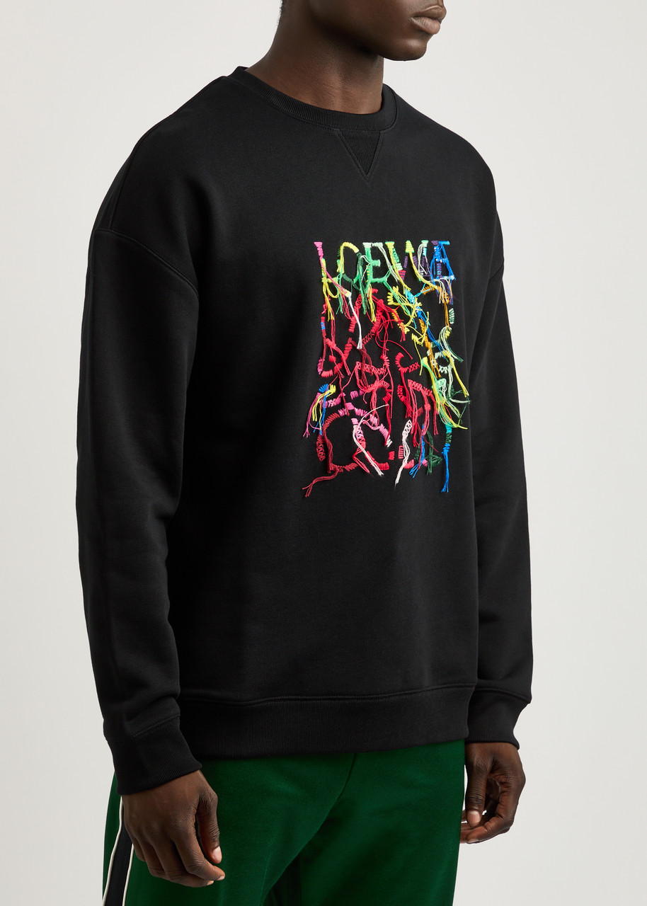  Loewe Logo-embroidered Cotton Sweatshirt - Black - L 