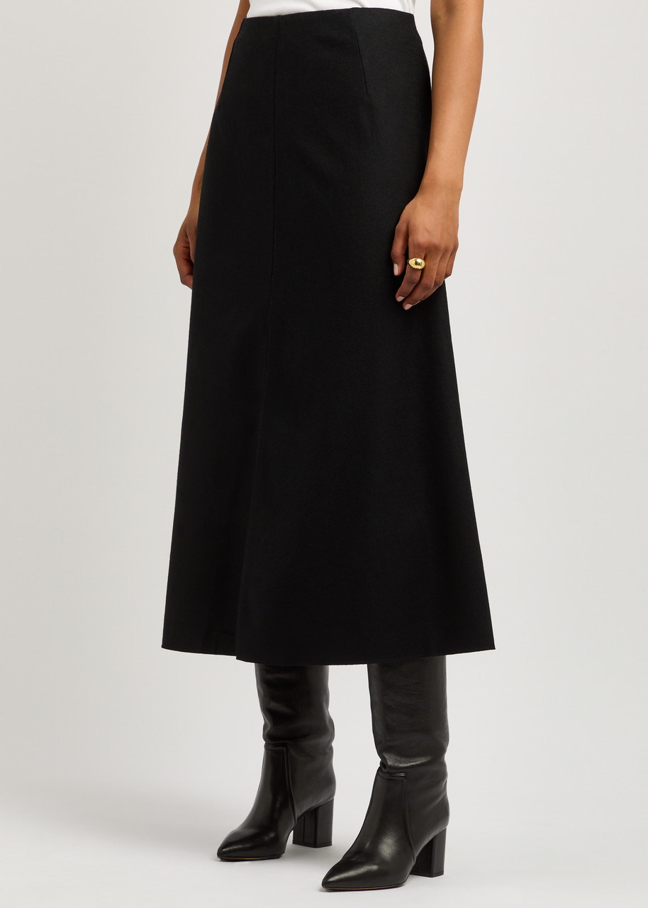 Eileen Fisher Wool Midi Skirt In Black