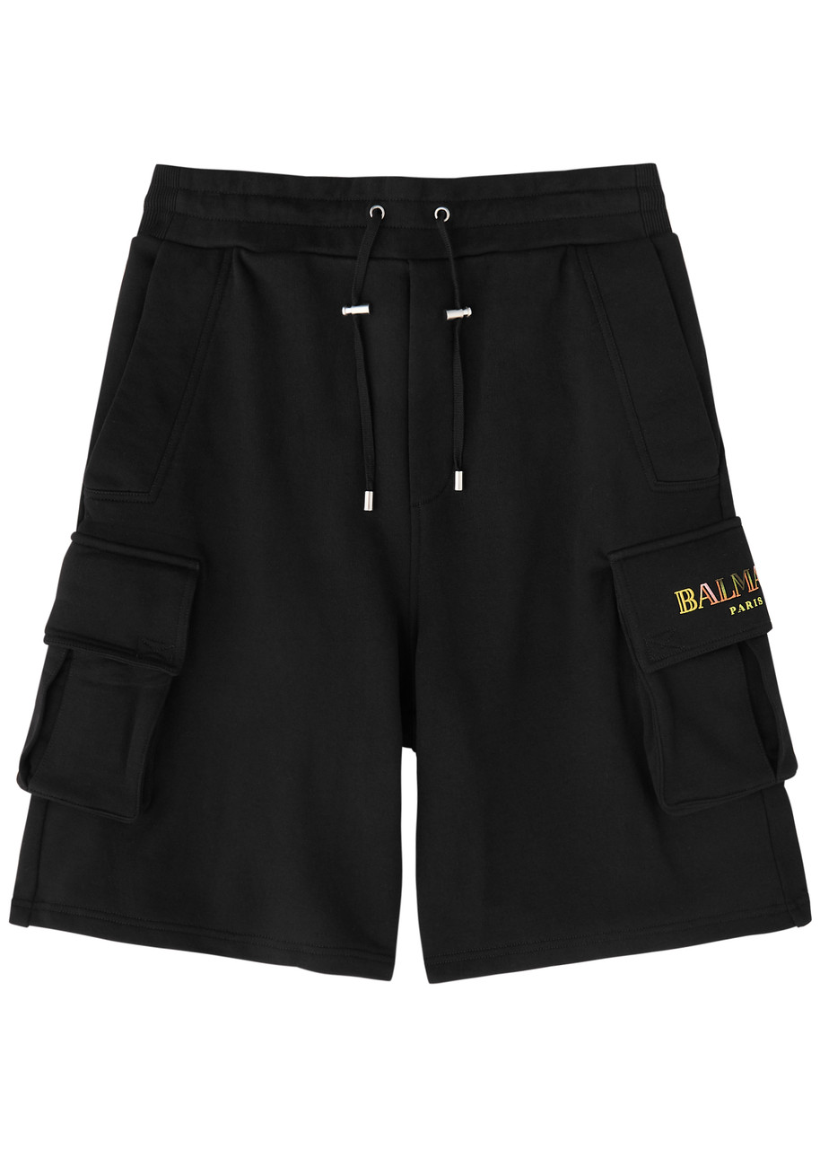 Balmain Logo-embroidered Cotton Cargo Shorts – Black – M