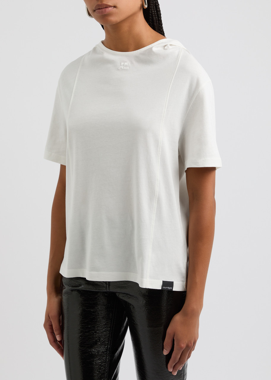 Courrèges White Cotton Hoodie T-shirt In White