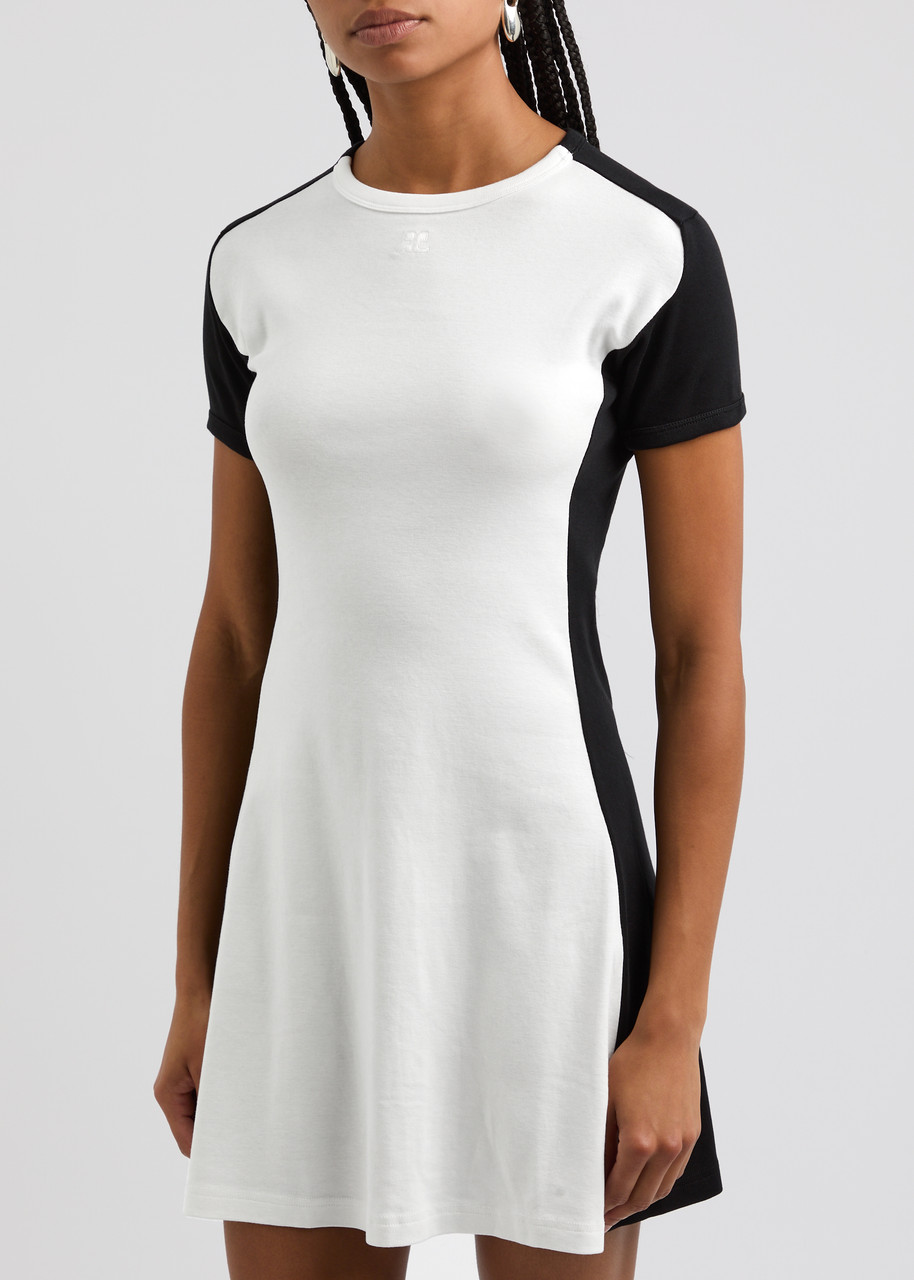 Courrèges Mini Contrast Frame Dress In White And Black