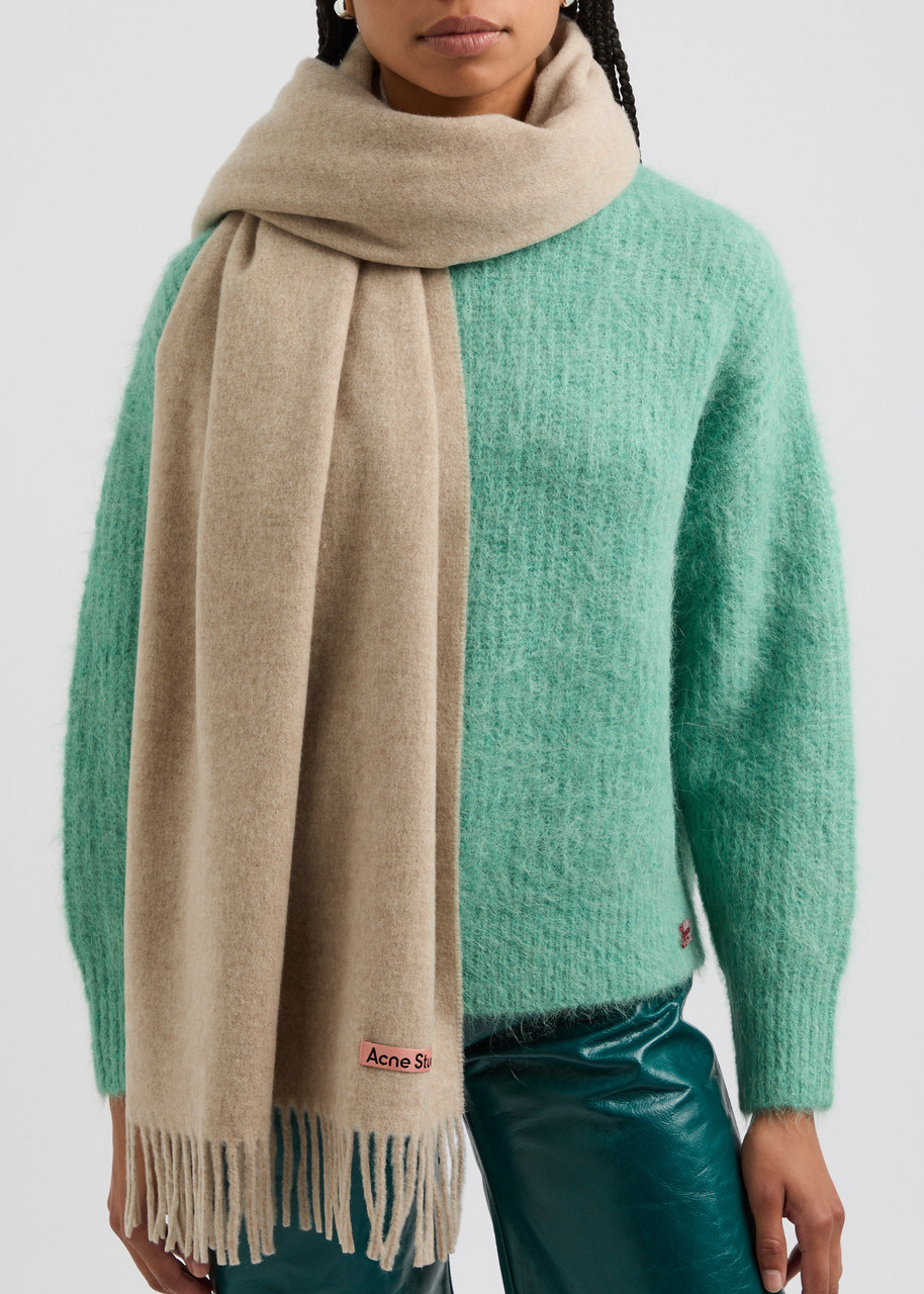 Acne Studios Canada Fringed Wool Scarf In Cream