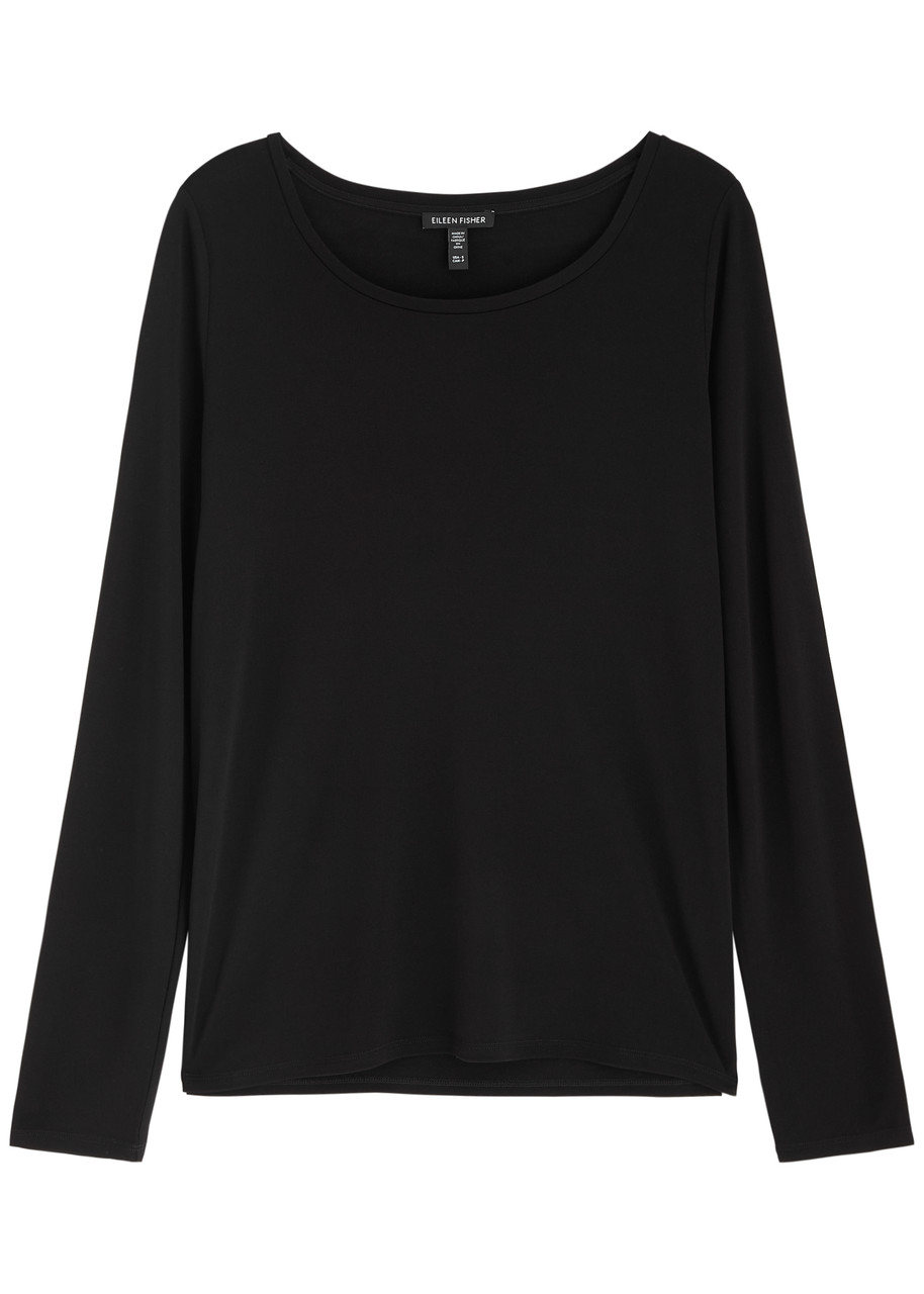Eileen Fisher Silk-jersey Top In Black