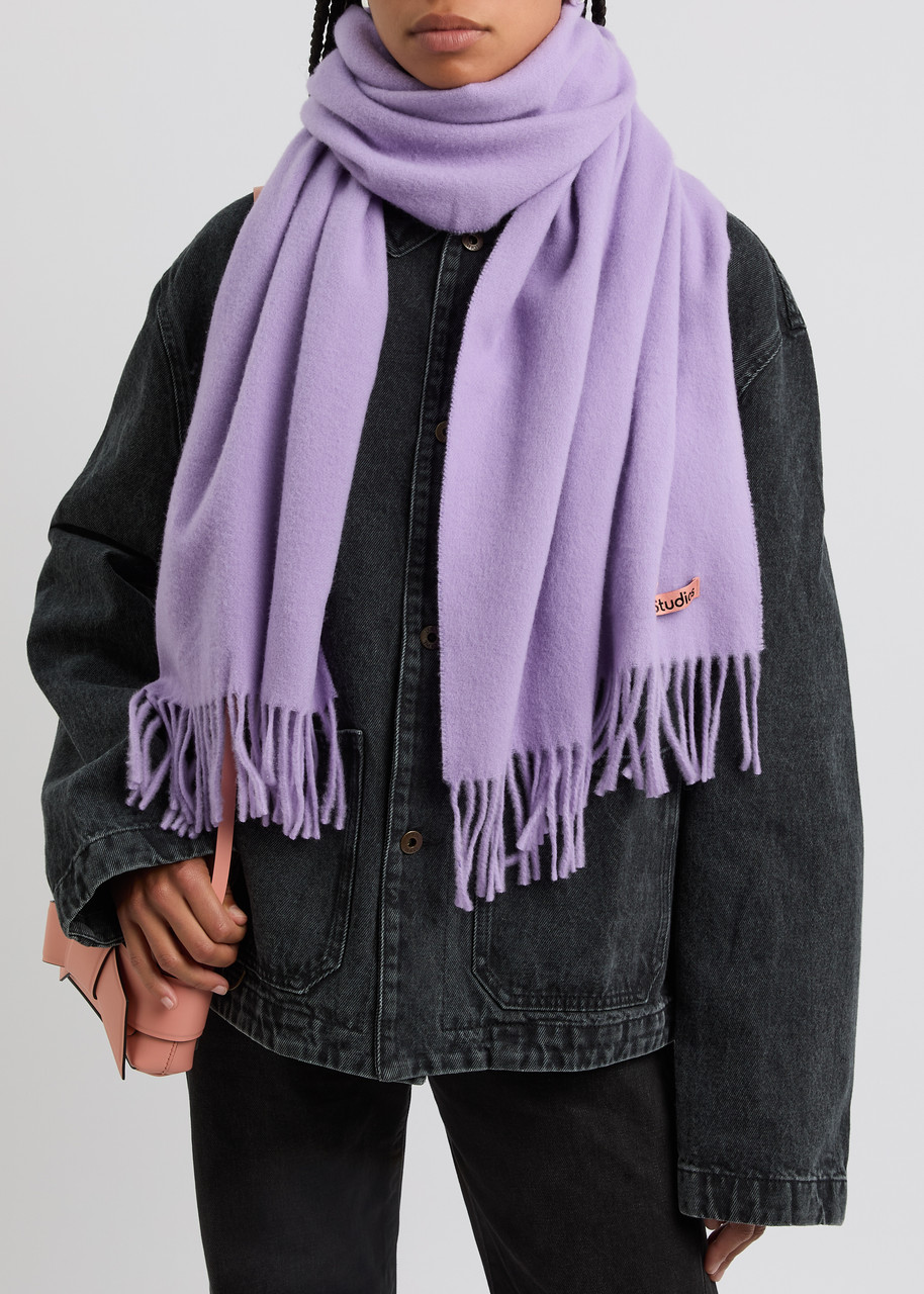 Acne Studios Canada Fringed Wool Scarf In Purple