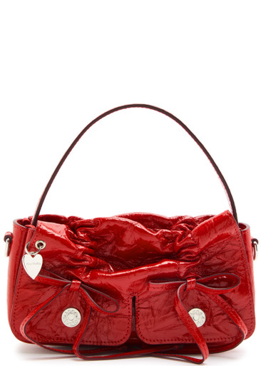 ACNE STUDIOS Mini crinkled patent leather top handle bag | Harvey