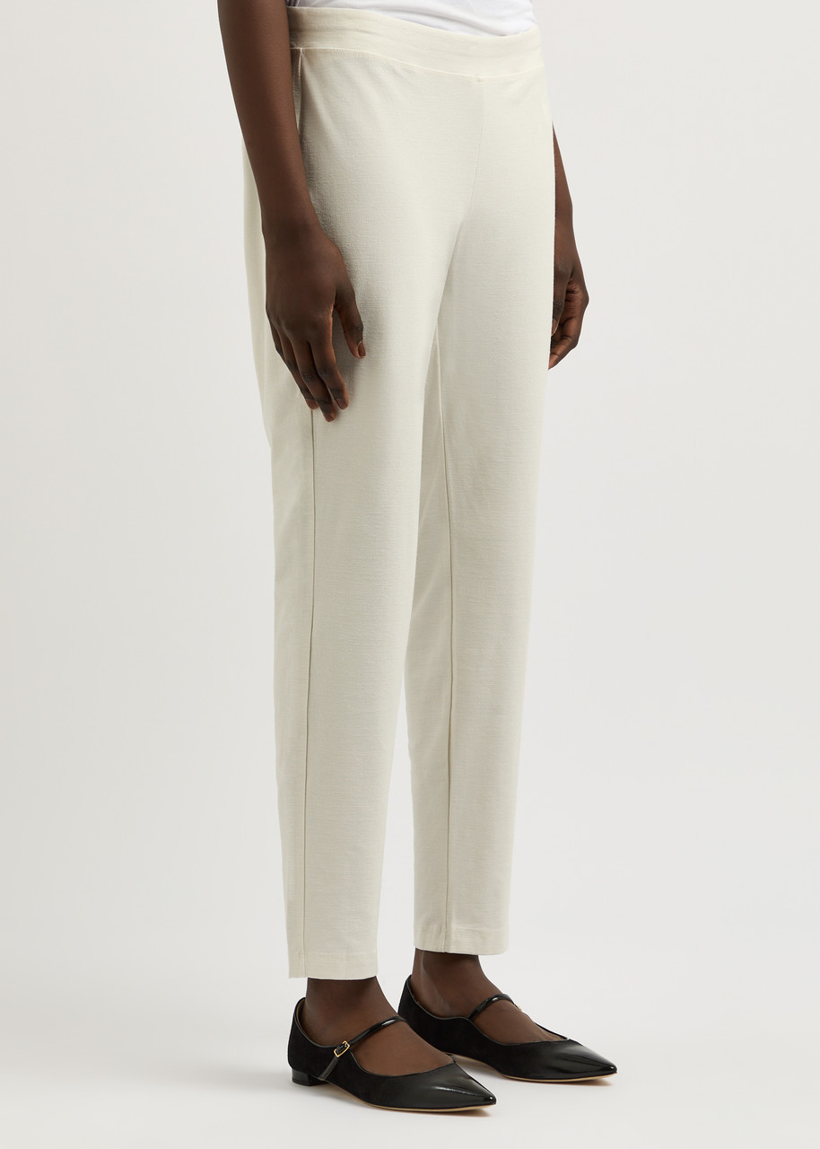 Eileen Fisher Slim-leg Trousers In Cream
