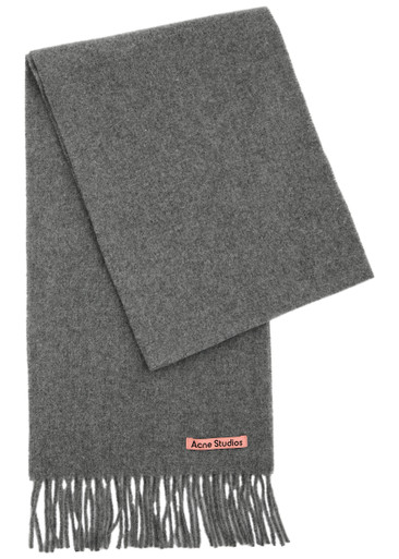 Acne Studios Canada Fringed Wool Scarf In Grey