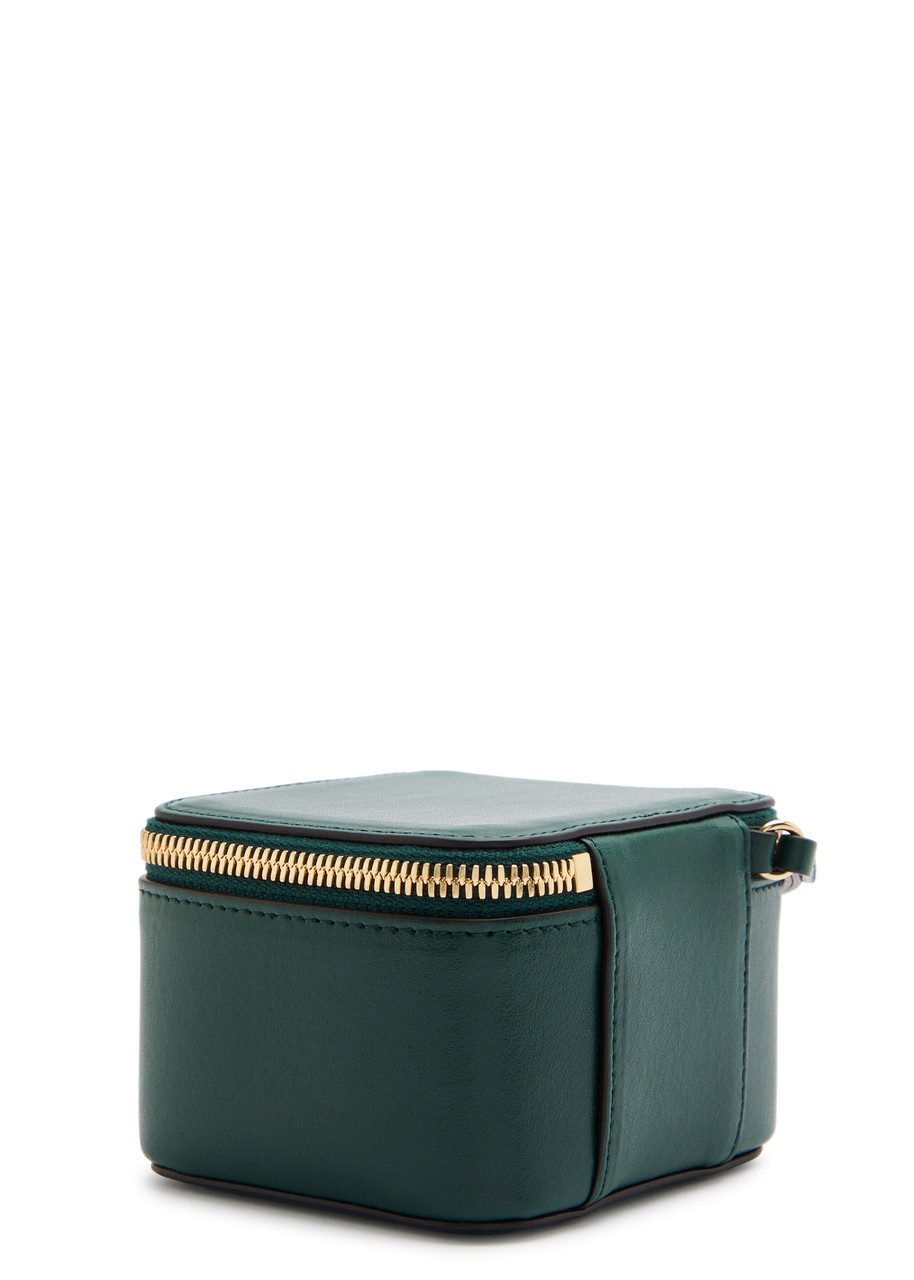 Victoria Beckham Vanity Mini Leather Clutch In Dark Green