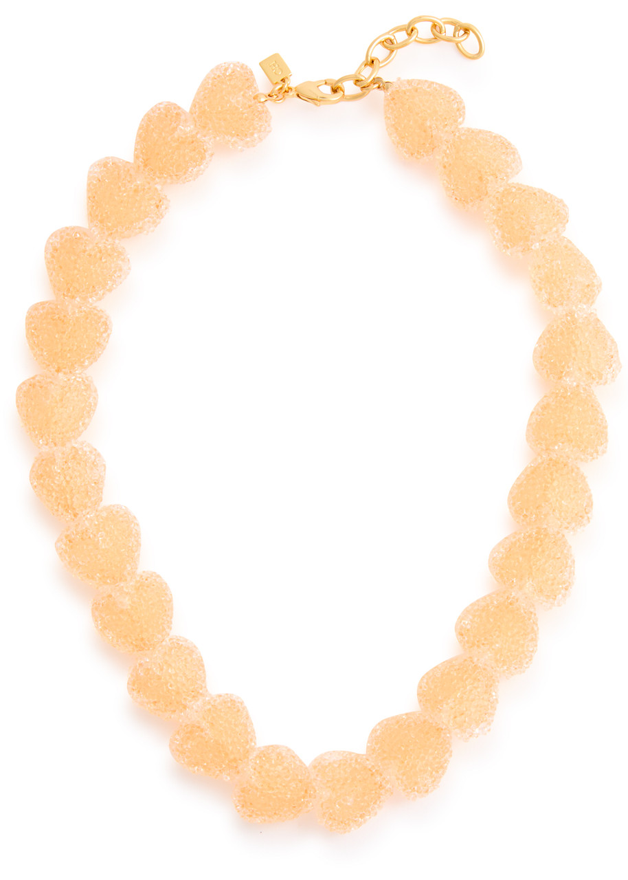 Crystal Haze Jelly Heart 18kt Gold-plated Necklace In Orange