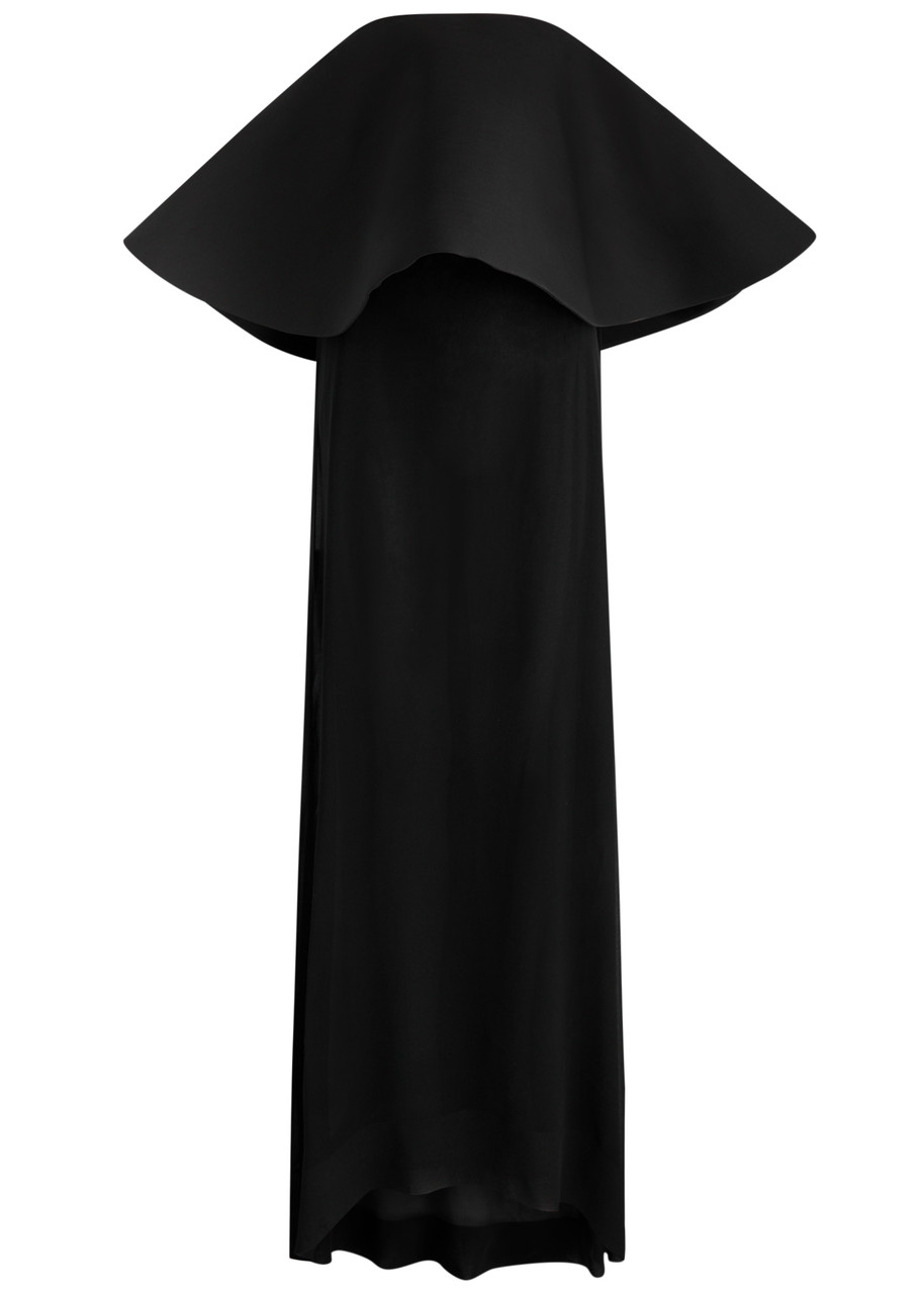 Jacquemus La Robe Vela Strapless Wool And Silk-blend And Chiffon Gown In Black