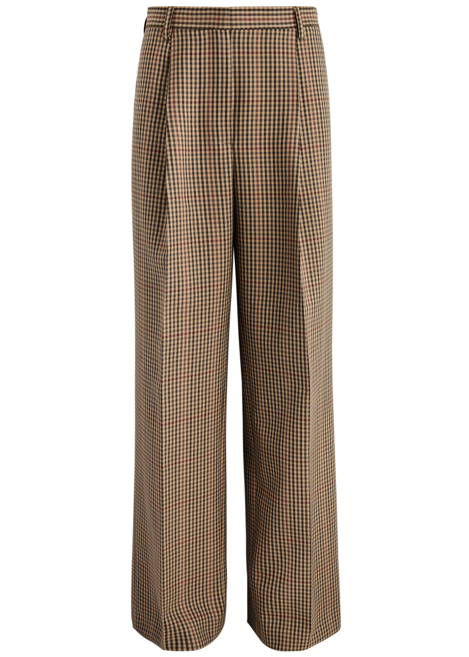 Dries Van Noten Porter Checked Wide-leg Wool Trousers - Rust - 40 (UK12 / M)