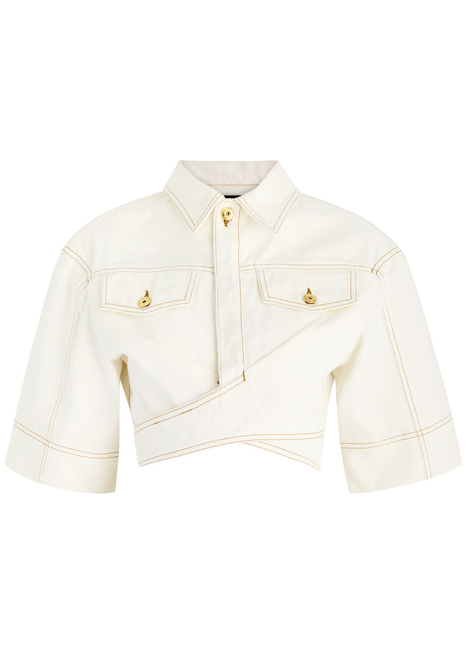 Jacquemus Le Haut De-nîmes Denim Wrap top - Off White - 36 (UK8 / S)
