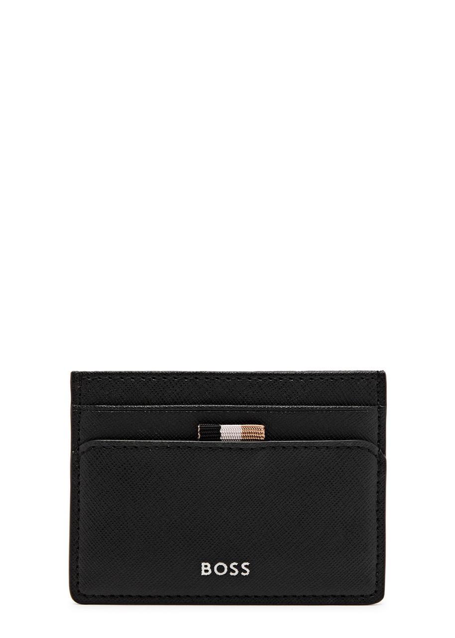 Boss Zair Saffiano Leather Card Holder - Black - One Size