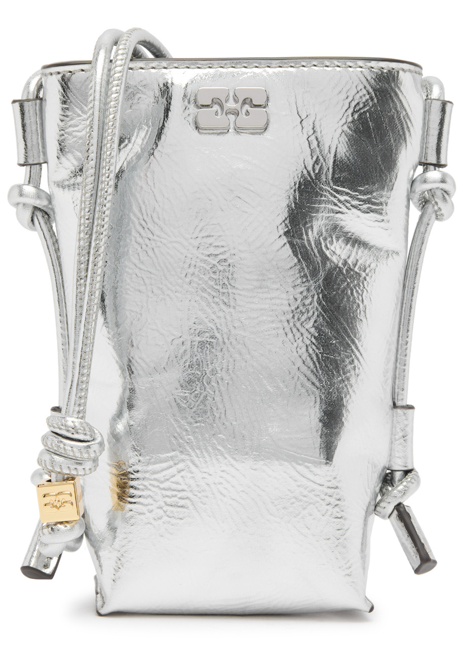 Ganni Bou Metallic Leather Cross-body bag - Silver - One Size