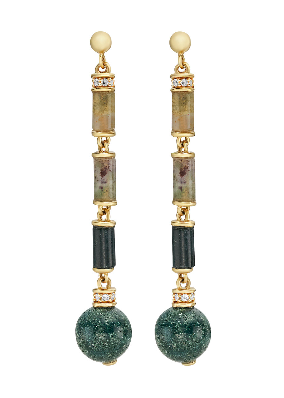 Laura Vann Embellished 18kt Gold Vermeil Drop Earrings - Green - One Size