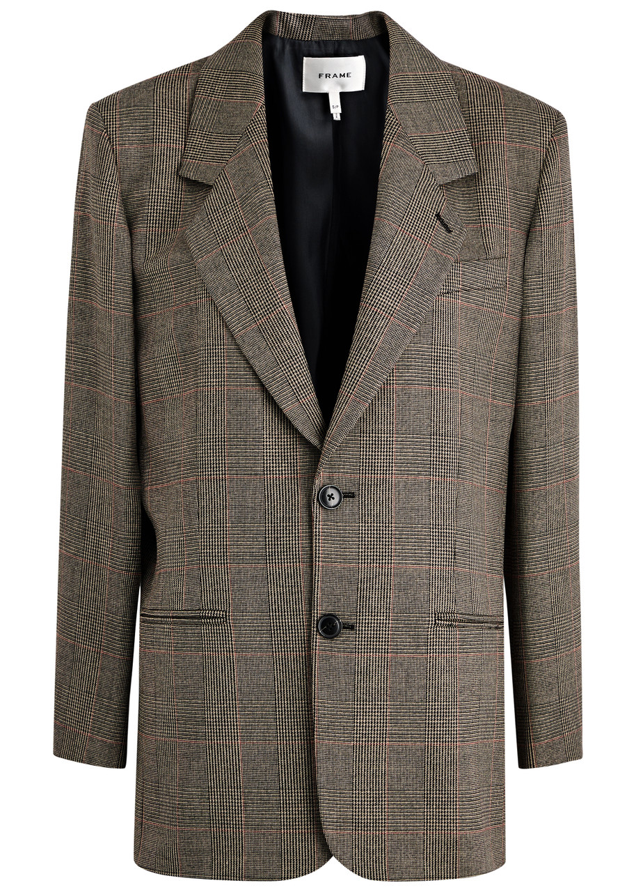Frame Grandfather Checked Woven Blazer - Brown - 2 (UK6 / XS) - 2 (UK6 /xs)