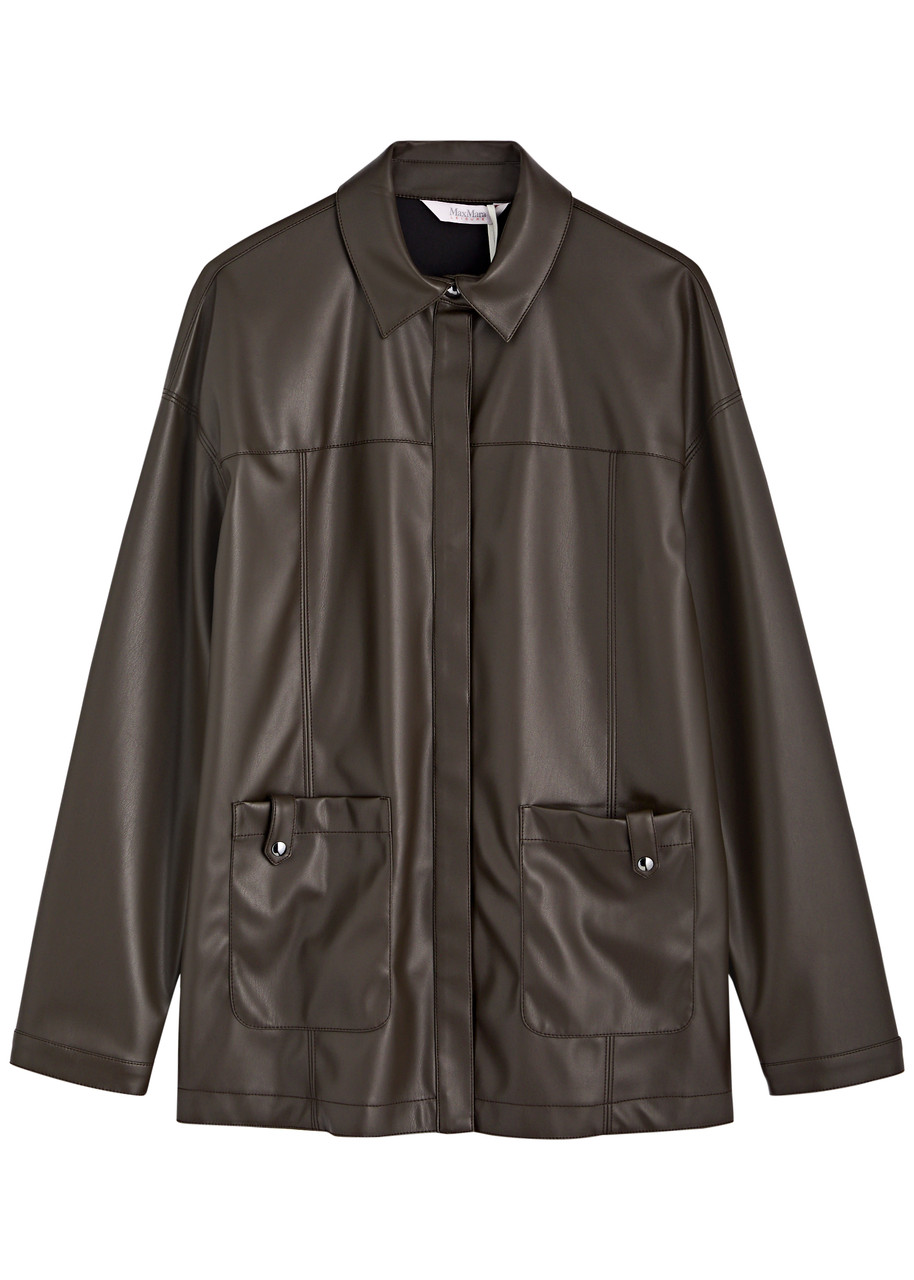 Max Mara Leisure Quantum Faux Leather Shirt - Dark Brown - XL (UK16 / XL) - XL (UK16 /xl)