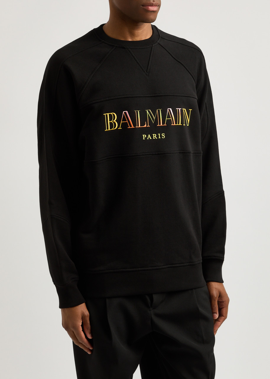  Balmain Logo-embroidered Cotton Sweatshirt - Black - M 