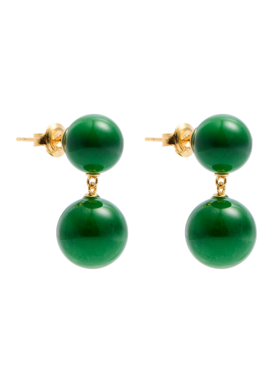 Lie Studio The Hannah 18kt Gold-plated Drop Earrings In Green