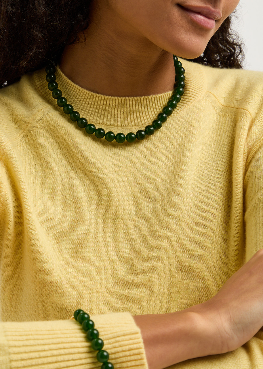 Lie Studio The Mary Agate Beaded Necklace In Green