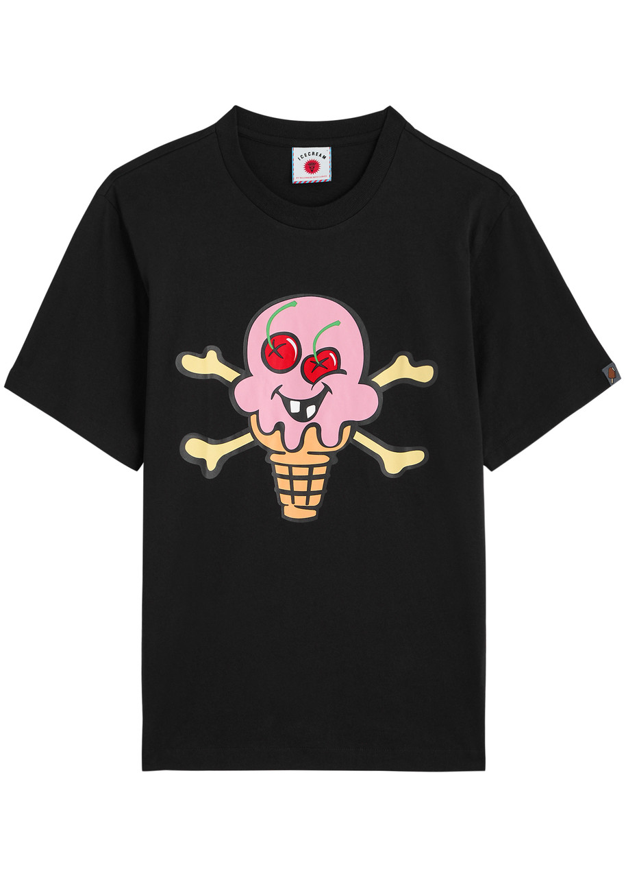 Ice Cream Cones & Bones Cotton T-shirt - Black - XL
