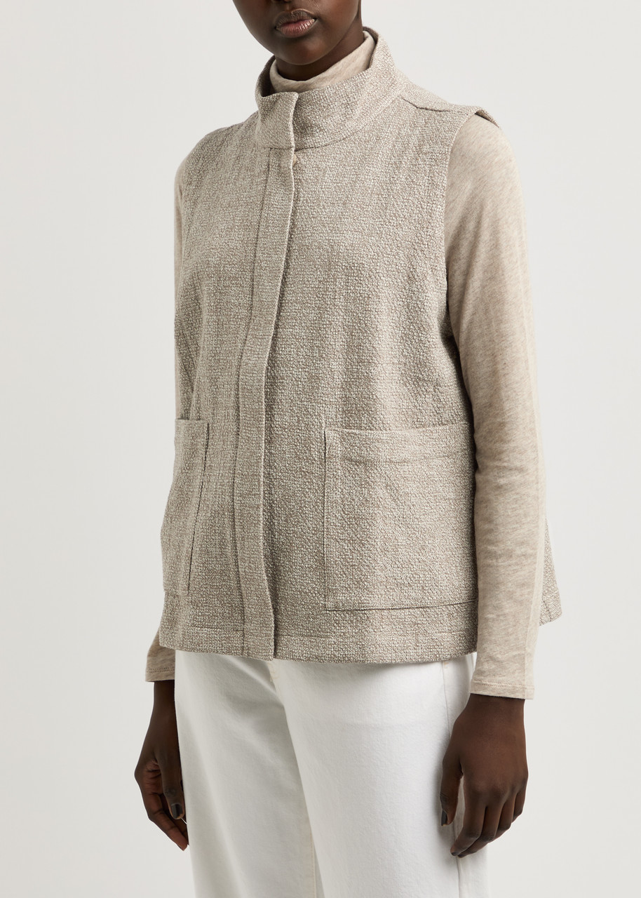 Eileen Fisher Stretch-cotton Gilet In Beige