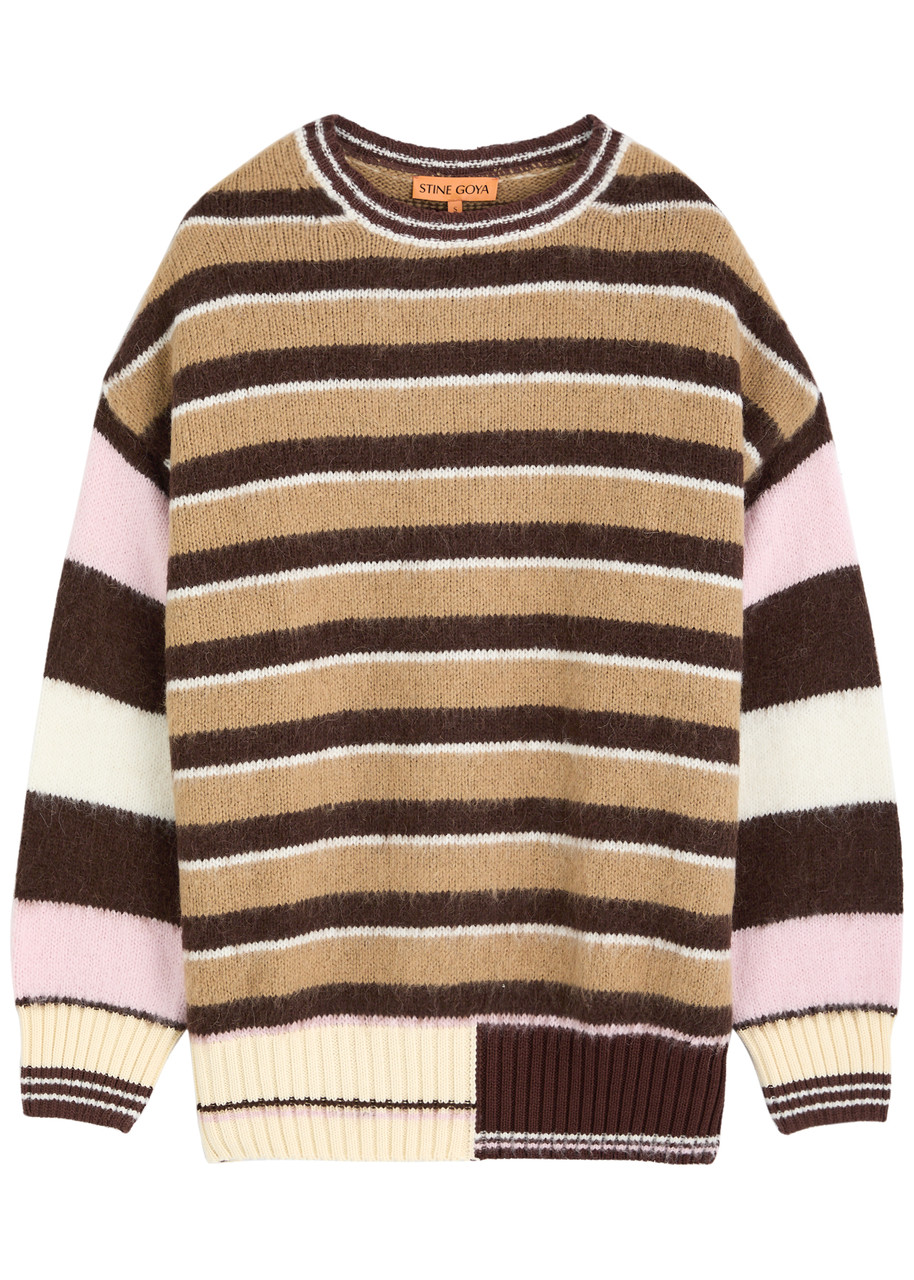 Stine Goya Alpaca Stripe Sweater Multi Stripes In Brown