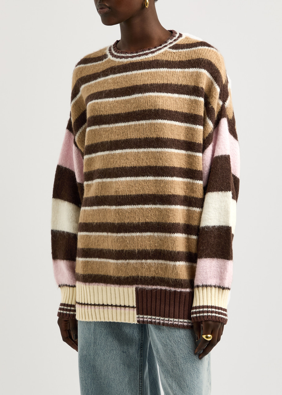 Stine Goya Alpaca Stripe Sweater Multi Stripes In Brown