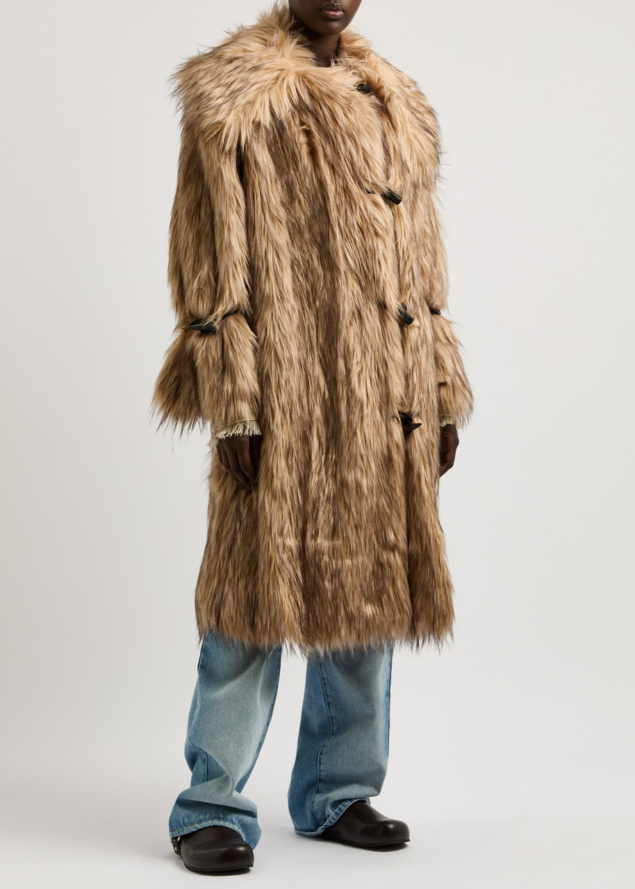 By Malene Birger Graca Panelled Faux Fur Coat In Beige