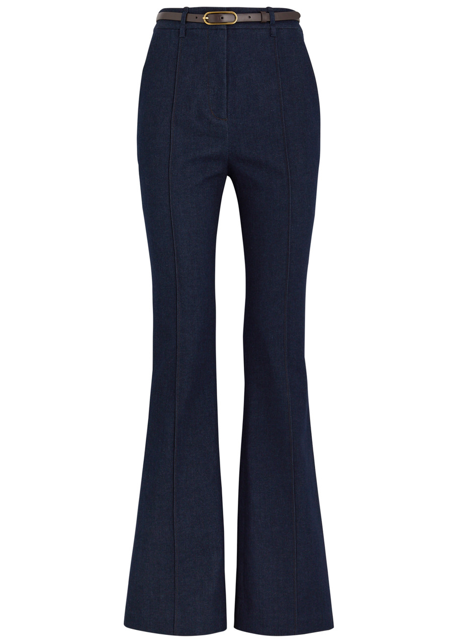 Veronica Beard Carson Off-duty High Waist Ankle Flare Jeans In Navy