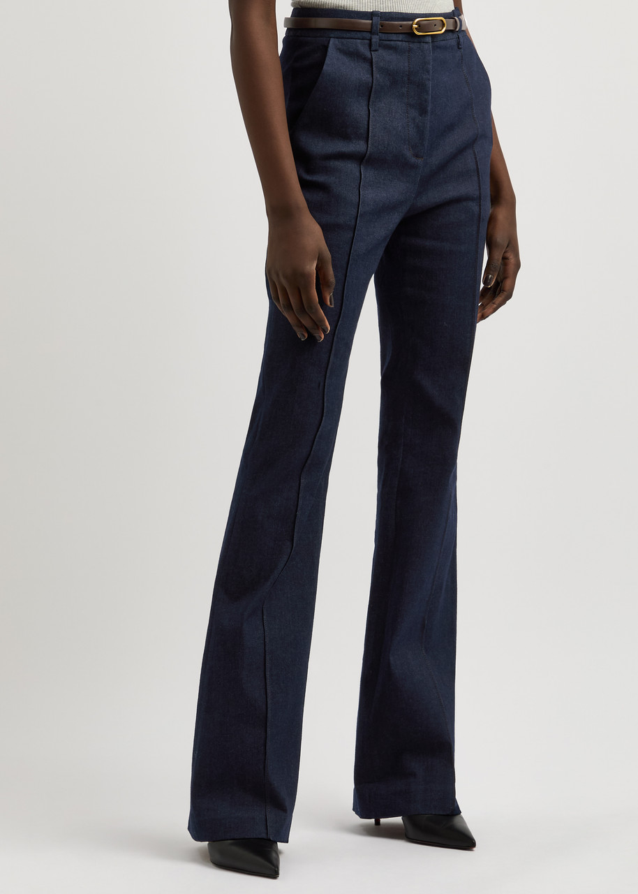 Veronica Beard Carson Off-duty High Waist Ankle Flare Jeans In Navy