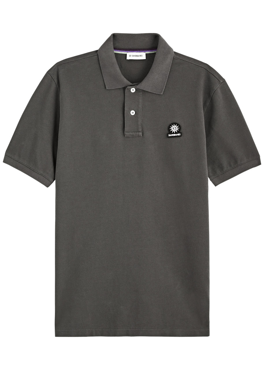 Sandbanks Logo Piqué Cotton Polo Shirt - Grey - XL