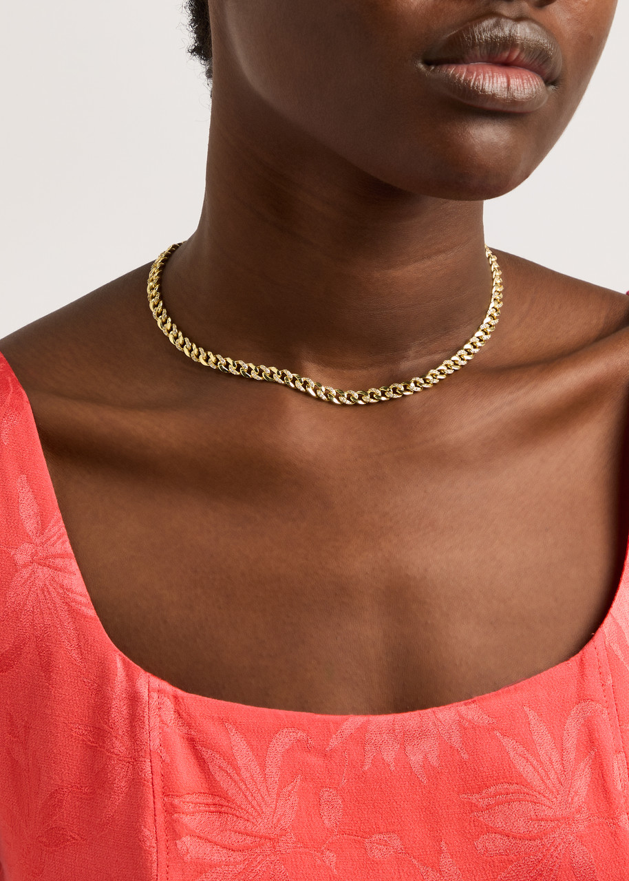 Kenneth Jay Lane Crystal-embellished 14kt Gold-plated Chain Necklace In Gold