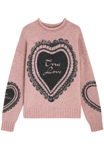 *p(R)ojectR® Heart P Knit PixieGirl Petite Women's Black Knitted P Heart Jumper