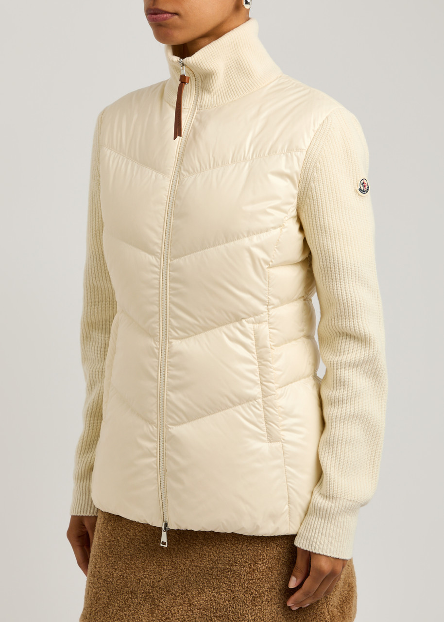 Moncler Quilted Nylon And Wool Jacket In White