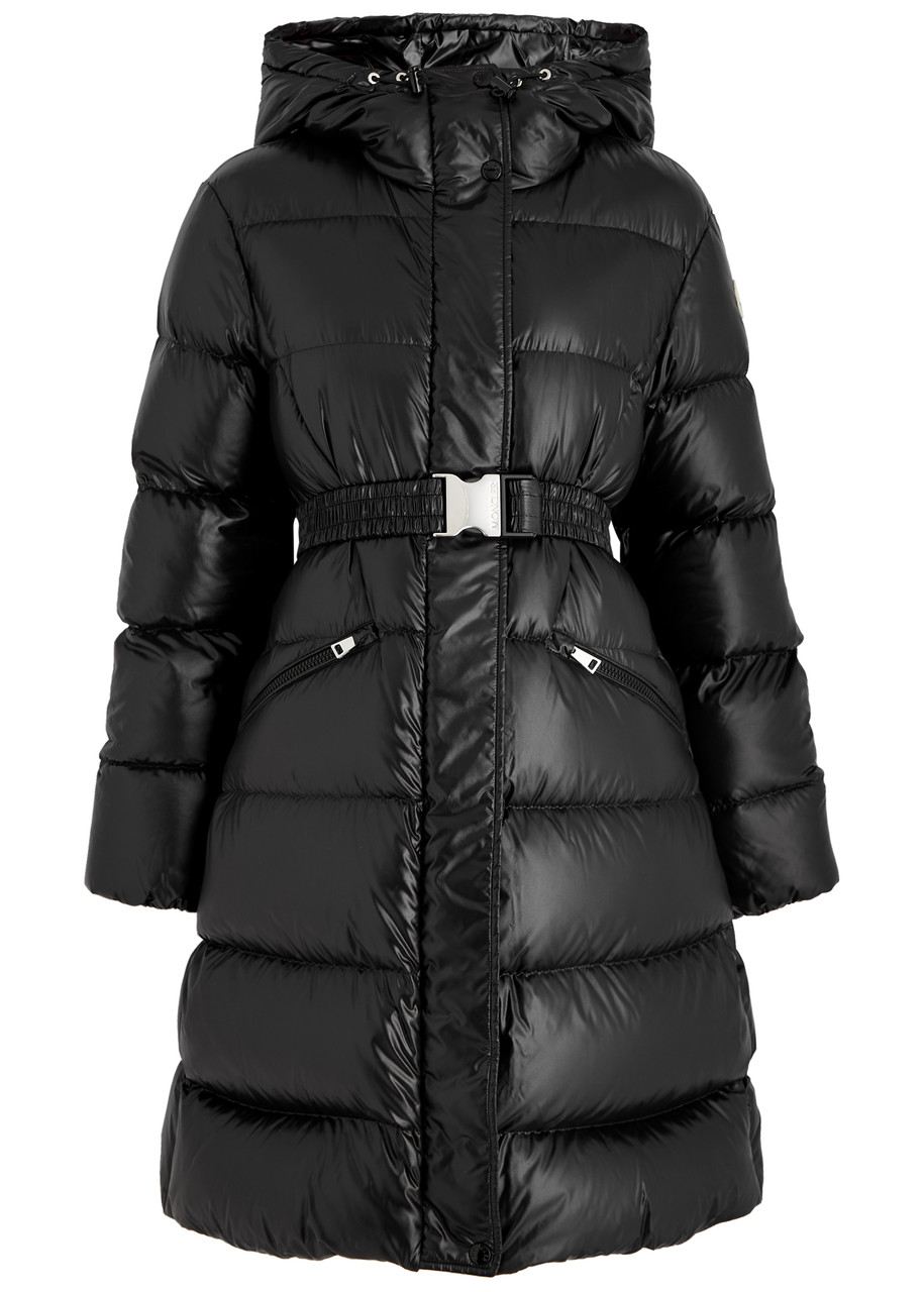 Moncler Bellevue Quilted Nylon Coat In Black