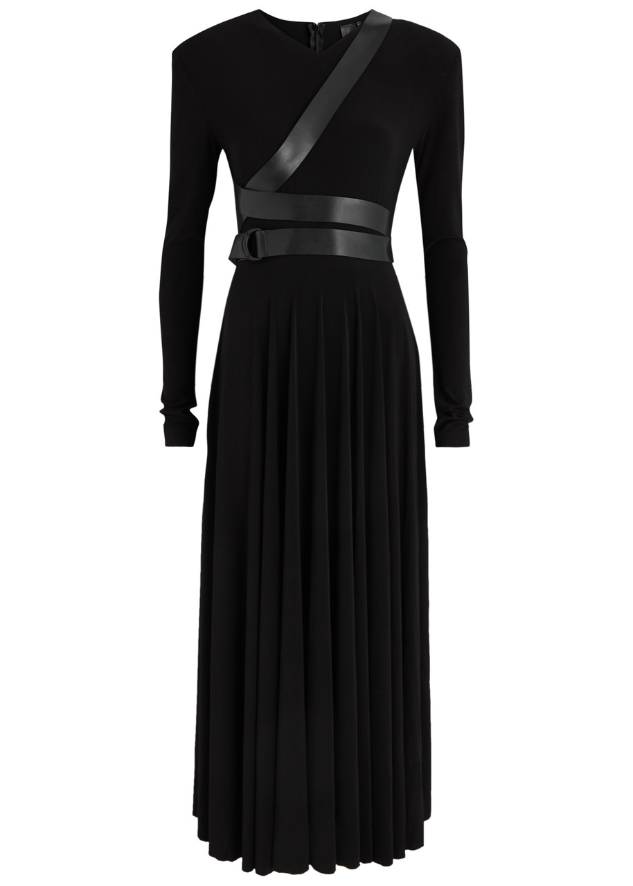 Norma Kamali Belted Stretch-jersey Midi Dress - Black