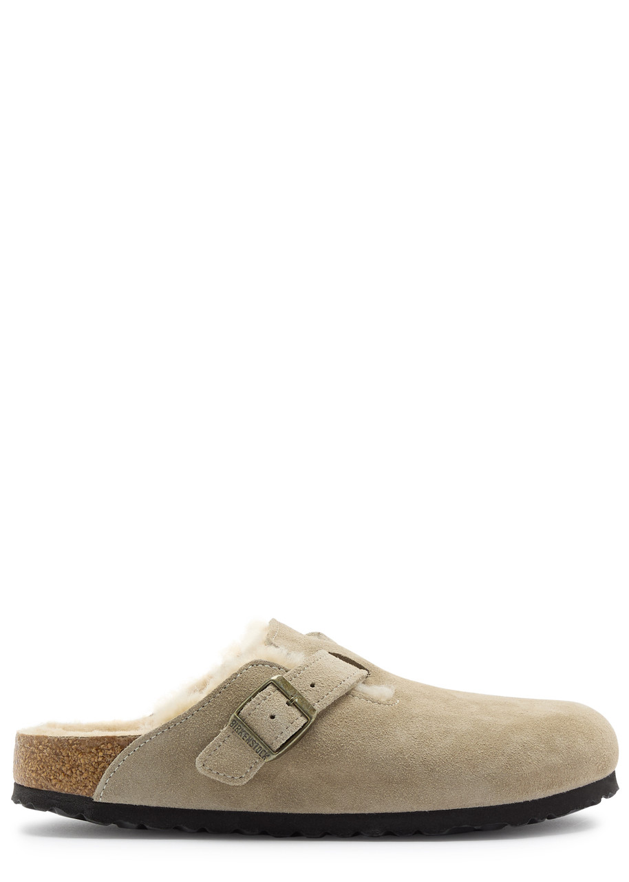 Birkenstock Boston Shearling-lined Suede Sliders - Taupe - 41 (IT41/ UK8)